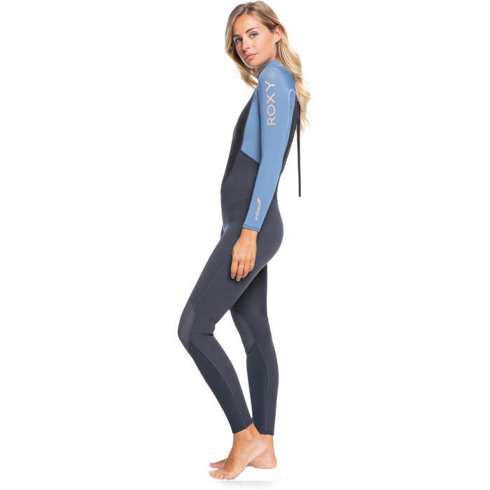 2024 Roxy Womens Prologue 4/3mm Back Zip Wetsuit ERJW103072 - Cloud Black / Powdered Grey / Sun Glow